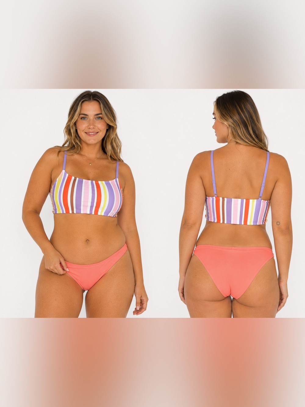 ROXY x Kate Bosworth NWT Striped Bikini Set XXL Colorblock 2-Piece Swimwear